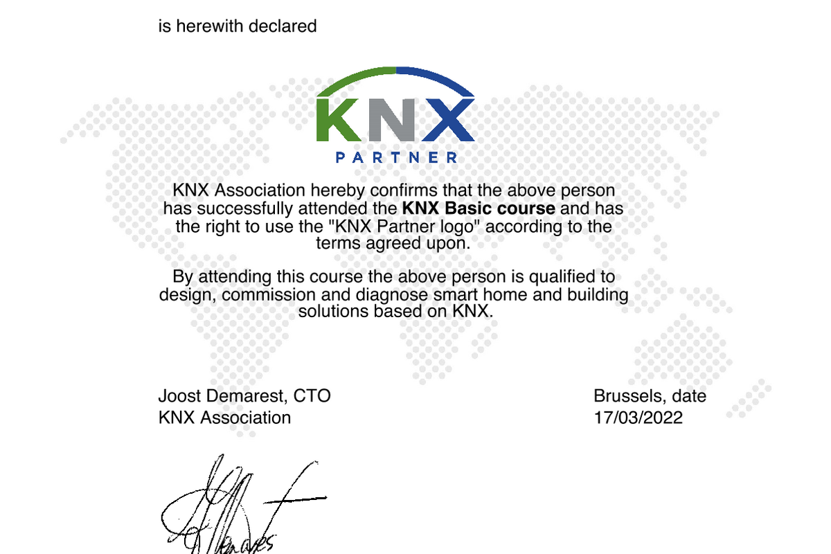 Сертификат KNX